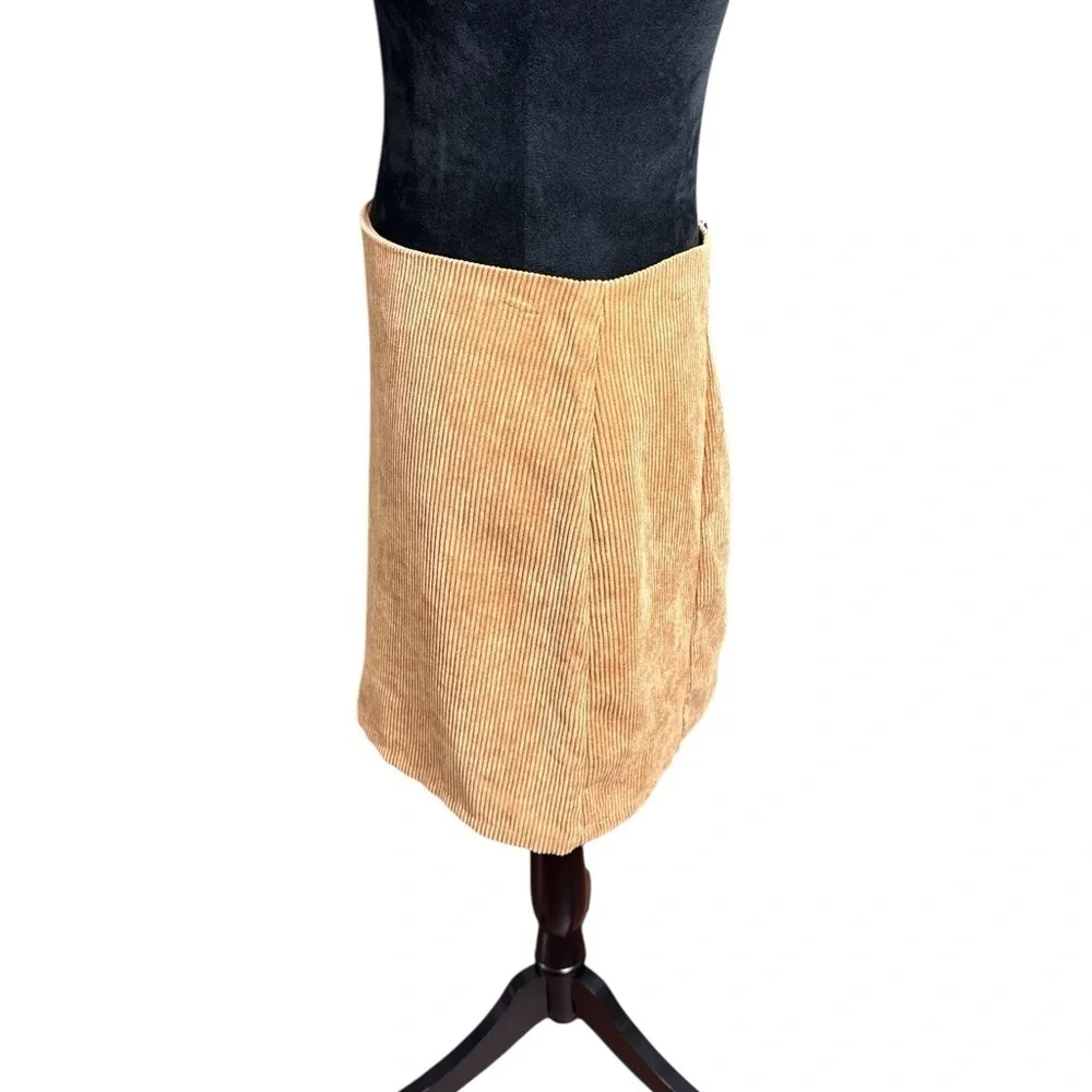 Honey Punch Tan Corduroy Mini Skirt Size L | Lined | Retro 90s Y2K Style